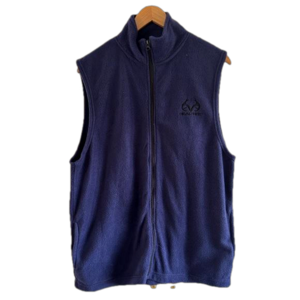 Realtree Fleece Sleeveless Layering Vest Navy Blue Men's Size Large
